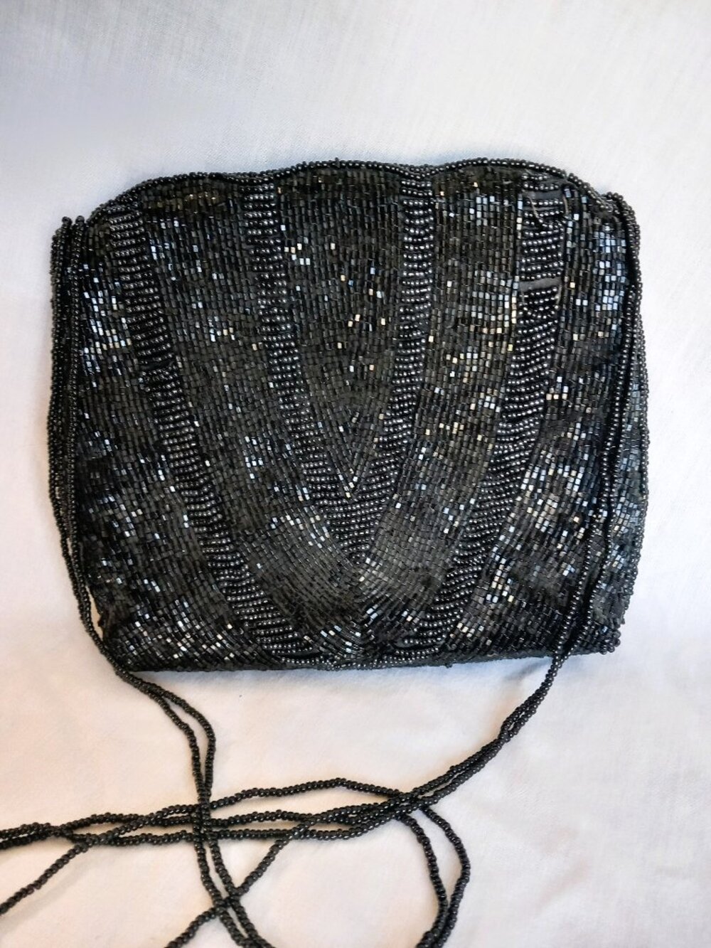 Vintage Black Beaded Bag with beaded strap